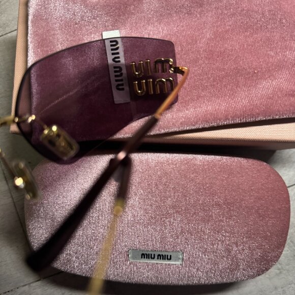 Viral Miu Miu Pink Purple Rimless Sunglasses main image 6